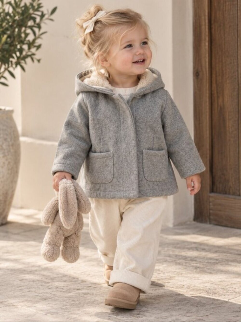 Old Navy Baby Gray Sherpa Lined Hooded Coat Jacket 12-18M